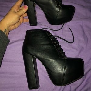 Black lace up booties